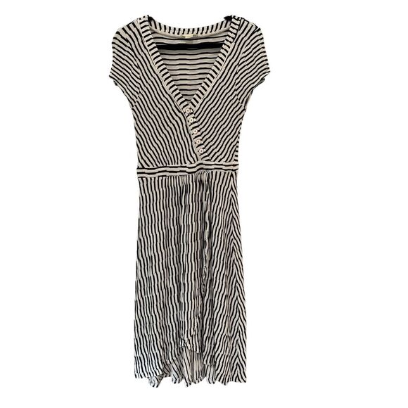 Maeve By Anthropologie Women's Striped Paladino Textured Dress White Black Small - Picture 1 of 5